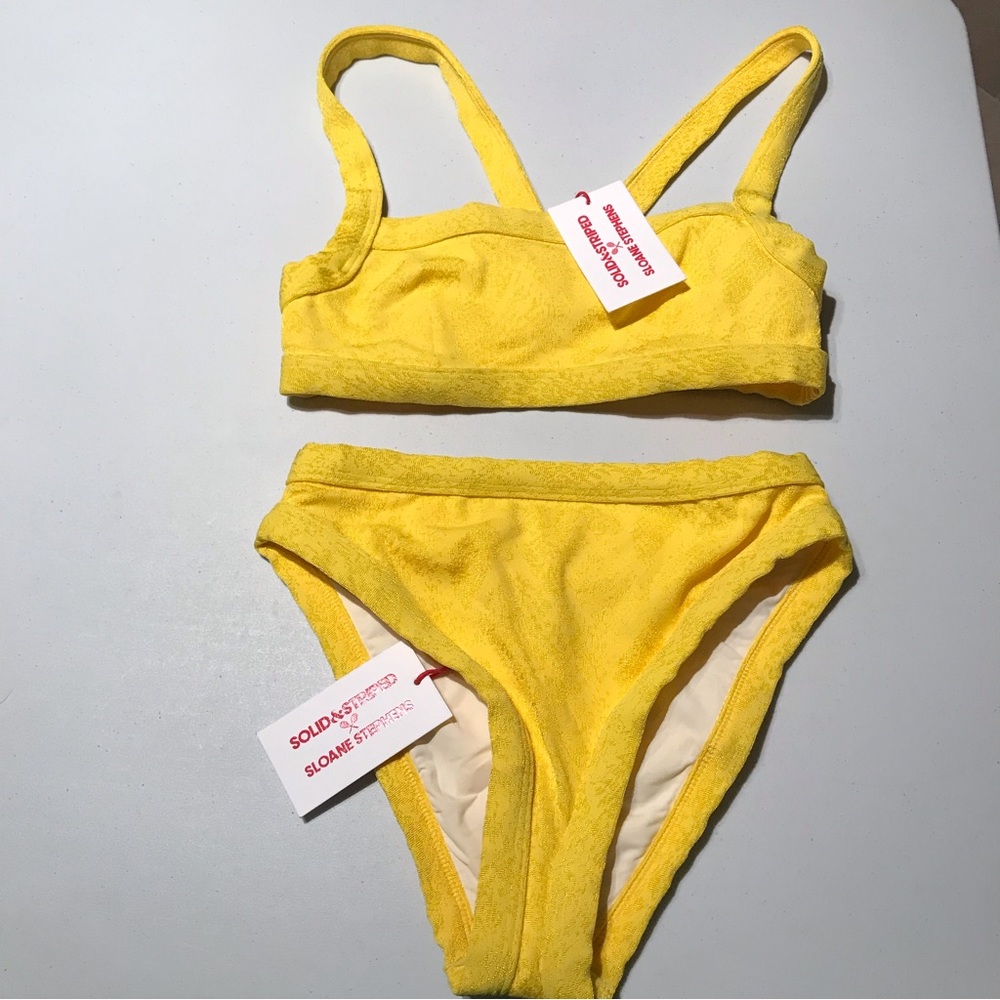 NWT Solid & Striped The Scottie Bikini in Tonal Snake Jacquard Yellow XS - Picture 6 of 13
